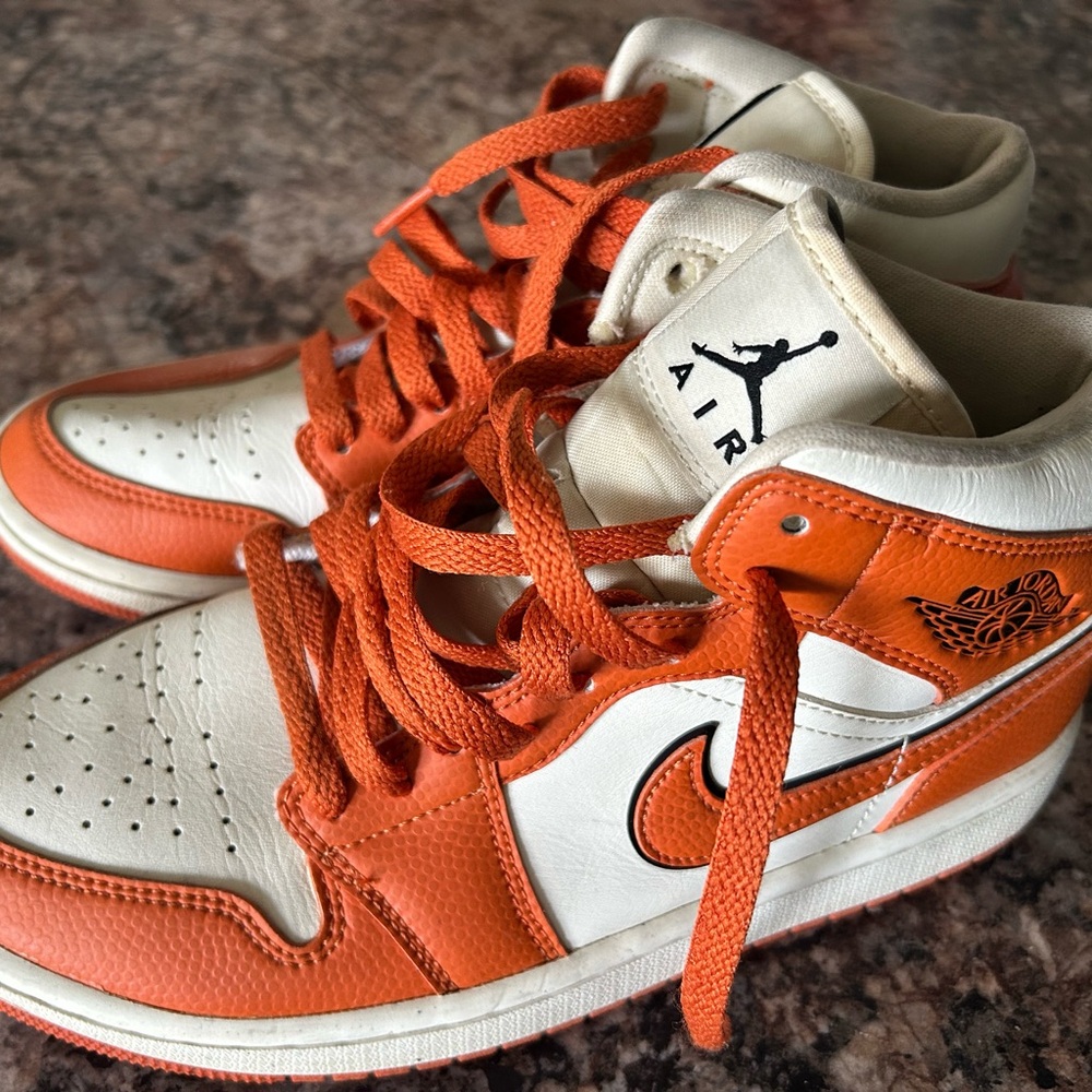 Nike Air Jordan 1 Mid Orange White Women's Sneakers